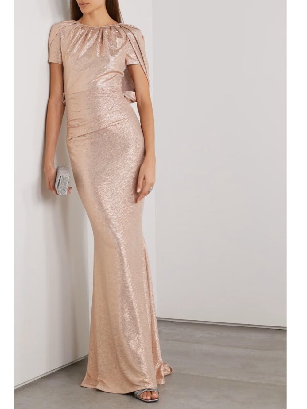 Elegant Talbot Runhof Metallic Blush Gown - Women’s Formal or Event Gala Dress